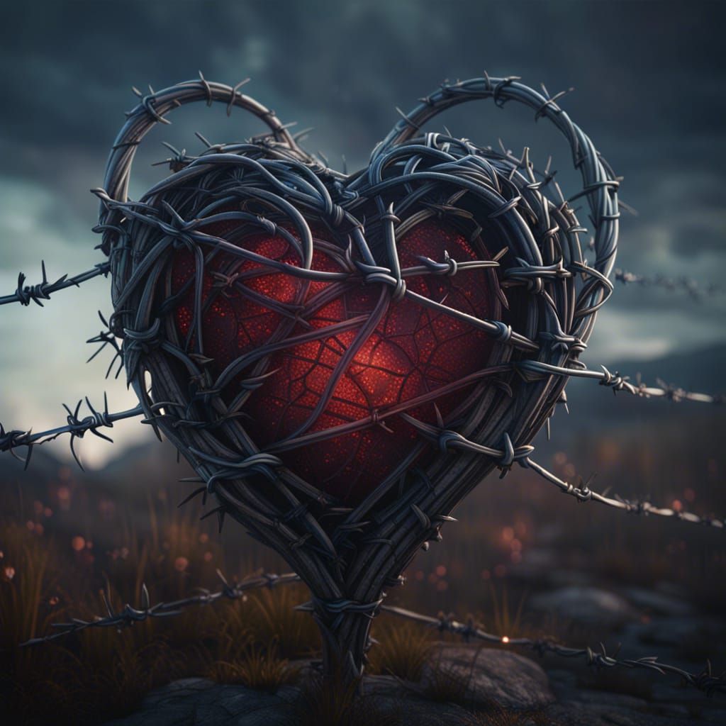 Barbed Wire Heart: Detailed Matte Painting