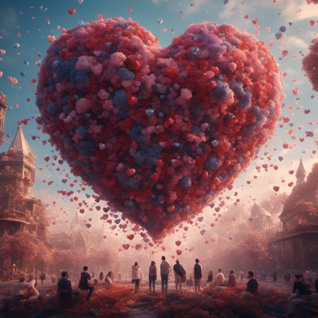 Drone View: People Create Heart Shape