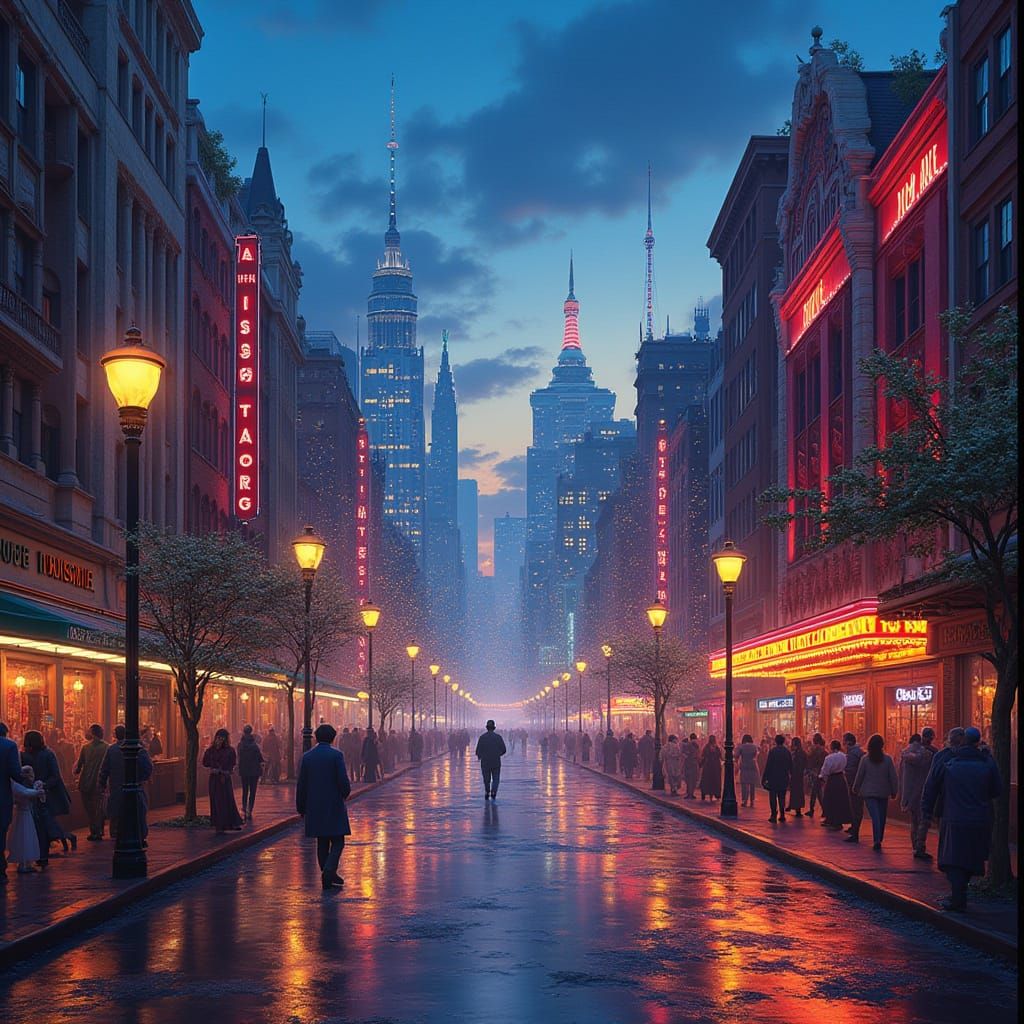 Broadway Metropolis Mosaic in Vibrant Matte Painting