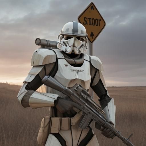 Futuristic Armored Trooper in Sci-Fi Setting