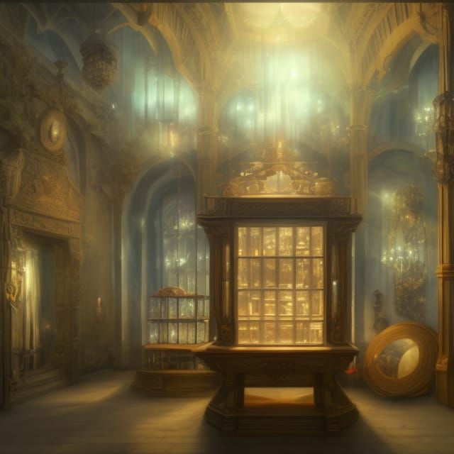 Mystic Crystal Shop Interior, Digital Painting