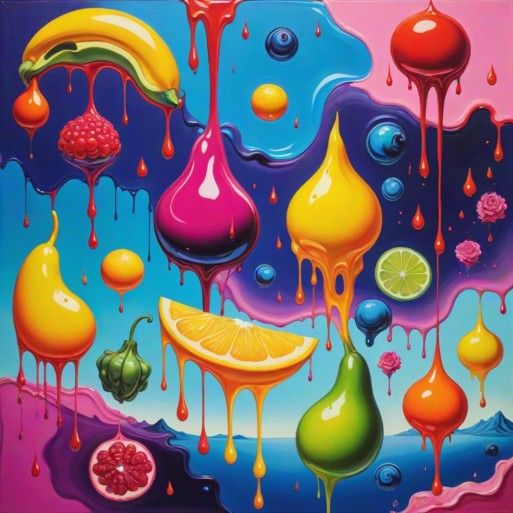 Surreal Fruit in a Psychedelic Style