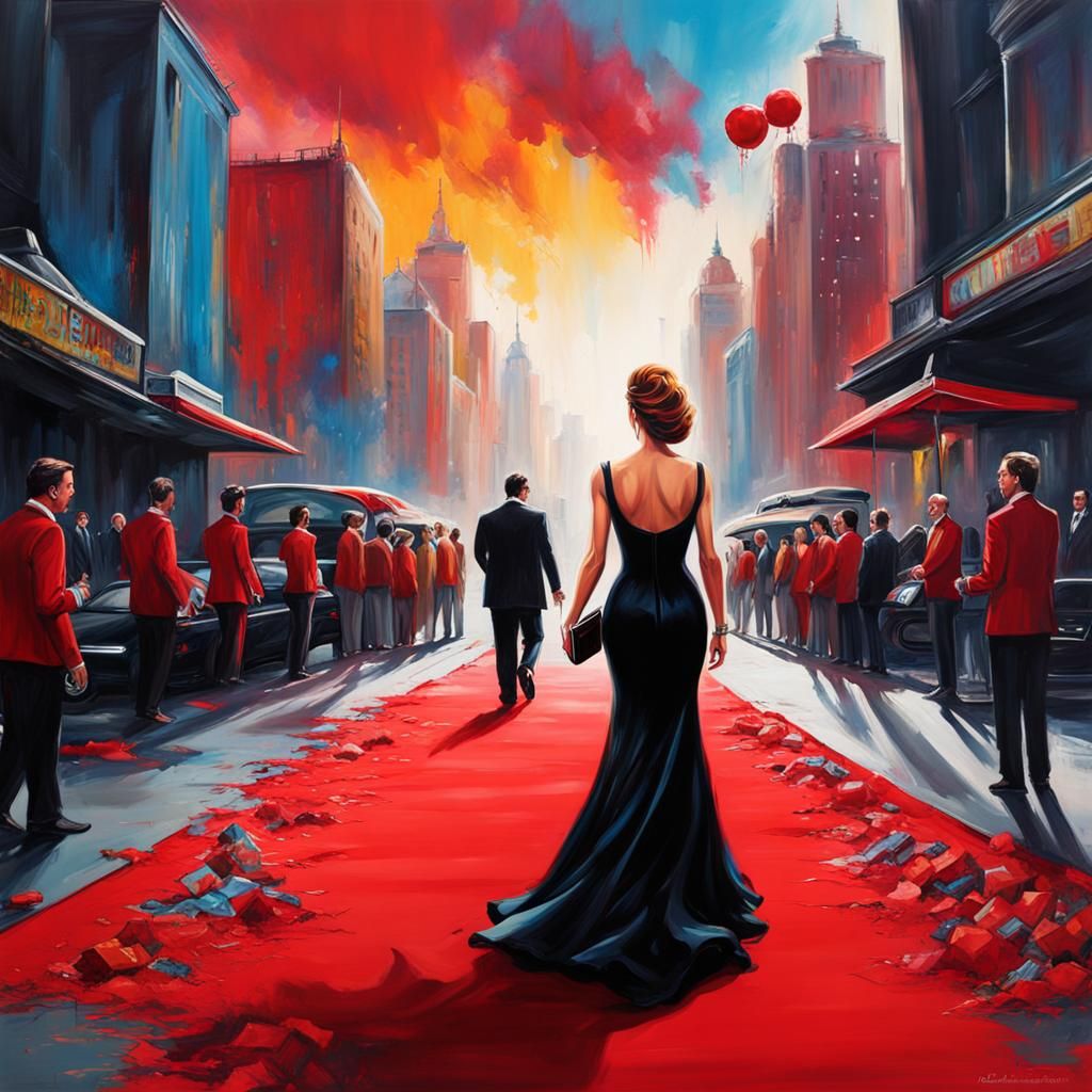 Celebrity on Red Carpet in Graffiti Art Style