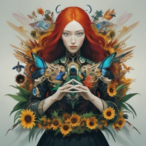 Surreal Fairy Amidst Candy and Bone Landscape