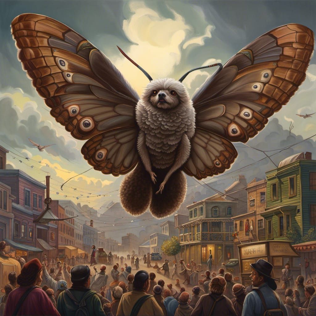 Giant Poodle Moth Overrun, Cinematic Illustration