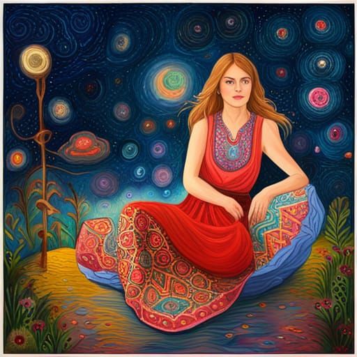 Princess Draws Mandalas in Gouache Style