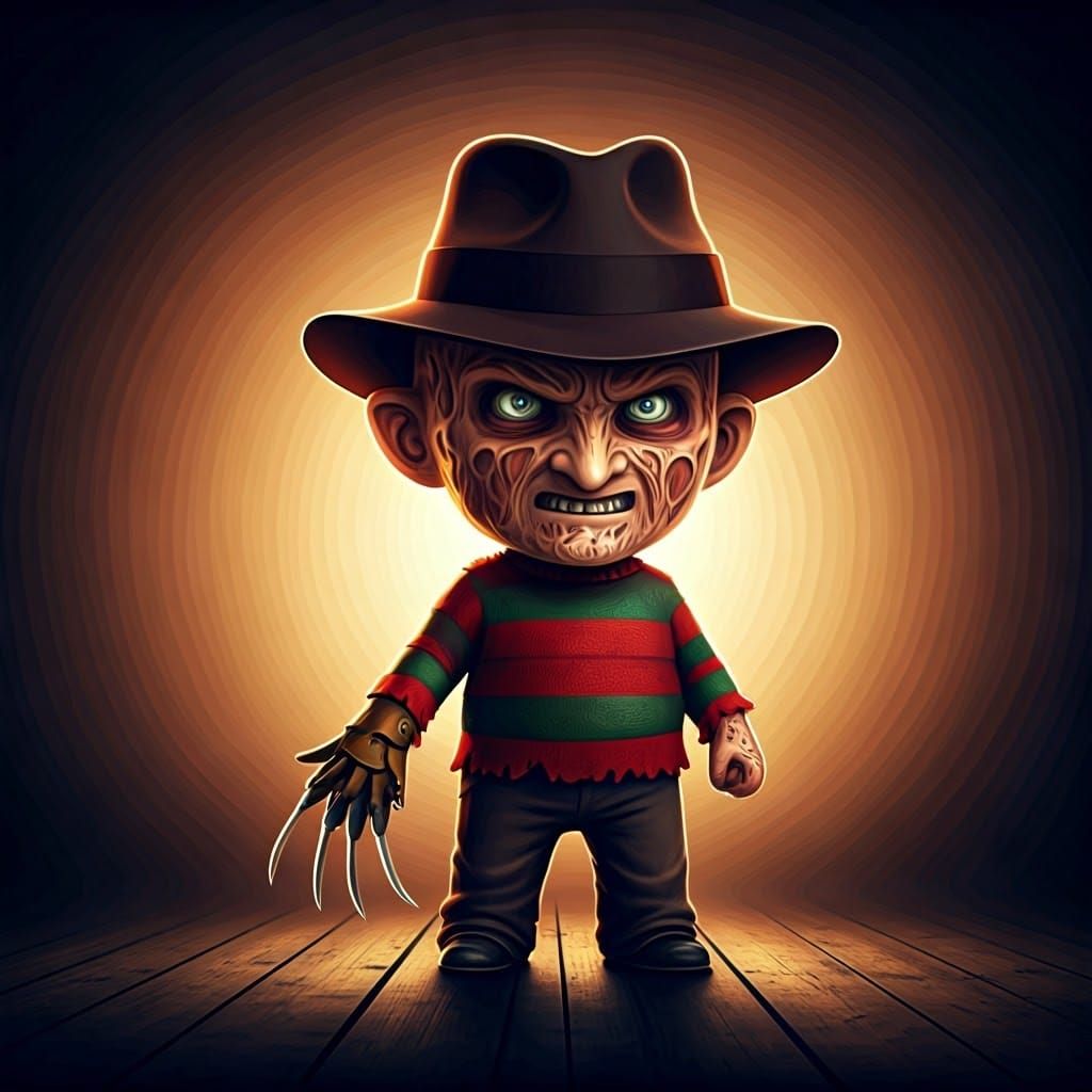 Chibi Freddy Krueger in Spooky 3D Digital Art