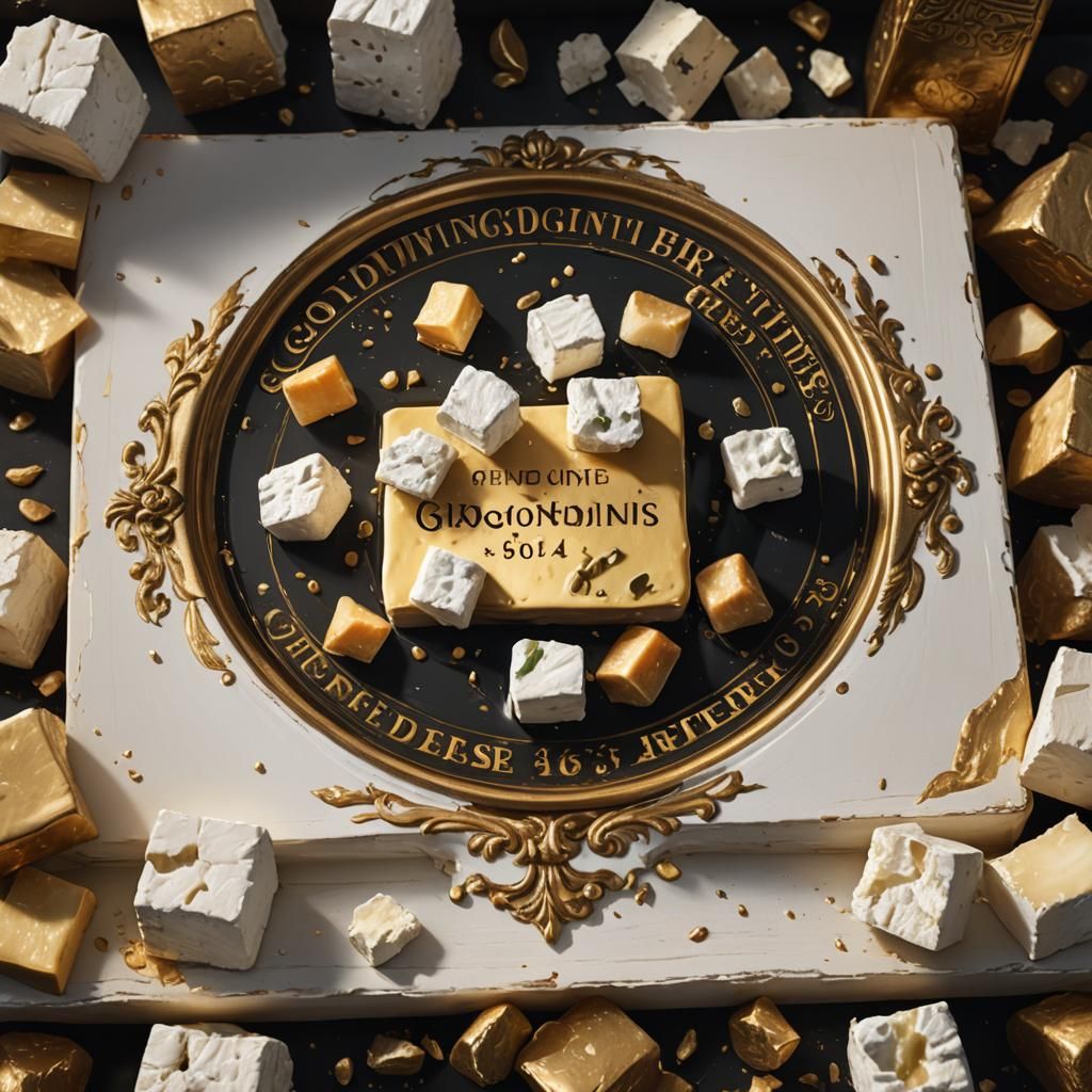 Goat Cheese Cubes in Antique Setting, Detailed Matte Paintin...