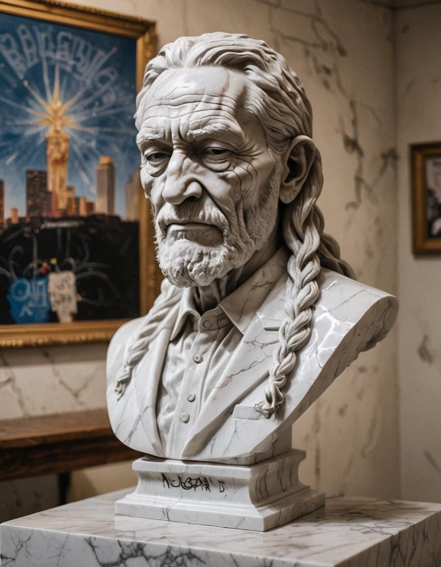 Marble Statue with Graffiti Art