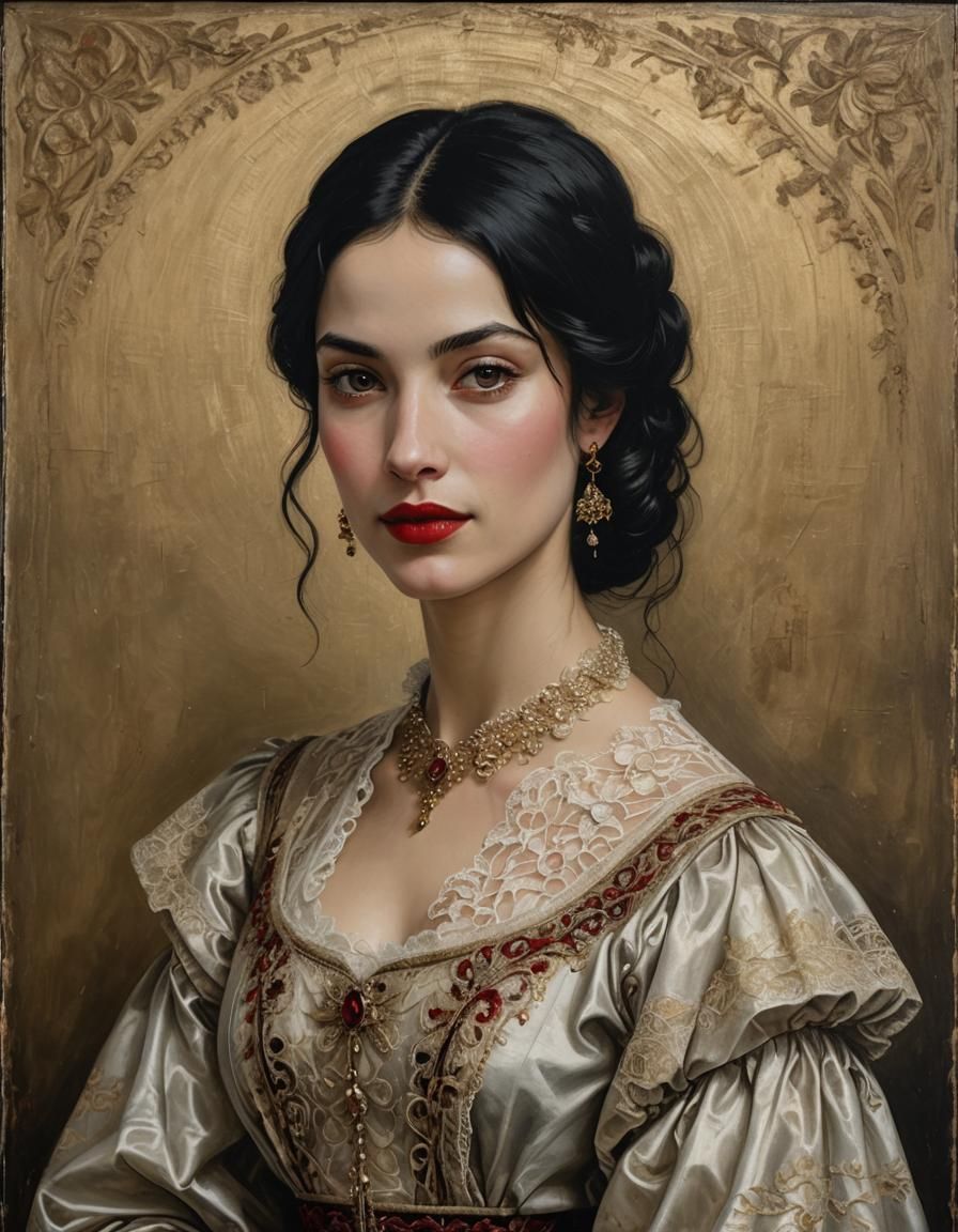 Renaissance Portrait of a Girl with Black Hair