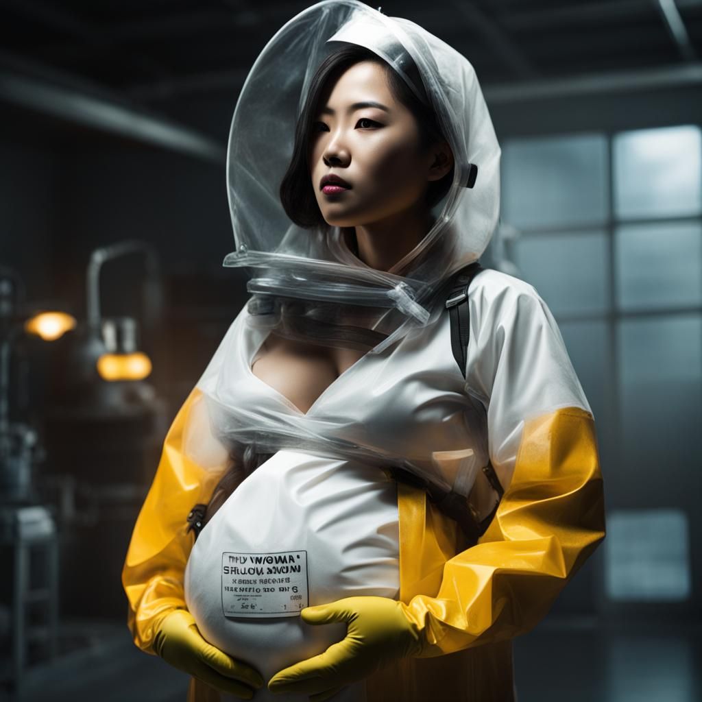 Pregnant Superhero in Hazmat Suit
