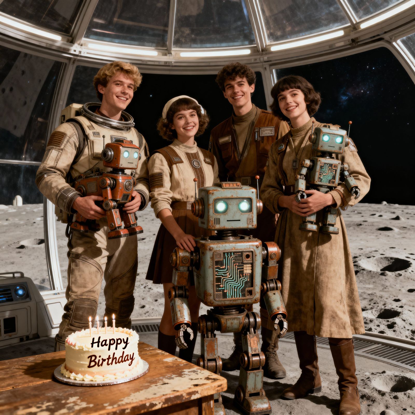 Futuristic Birthday on Moon Base with Mecha Pets