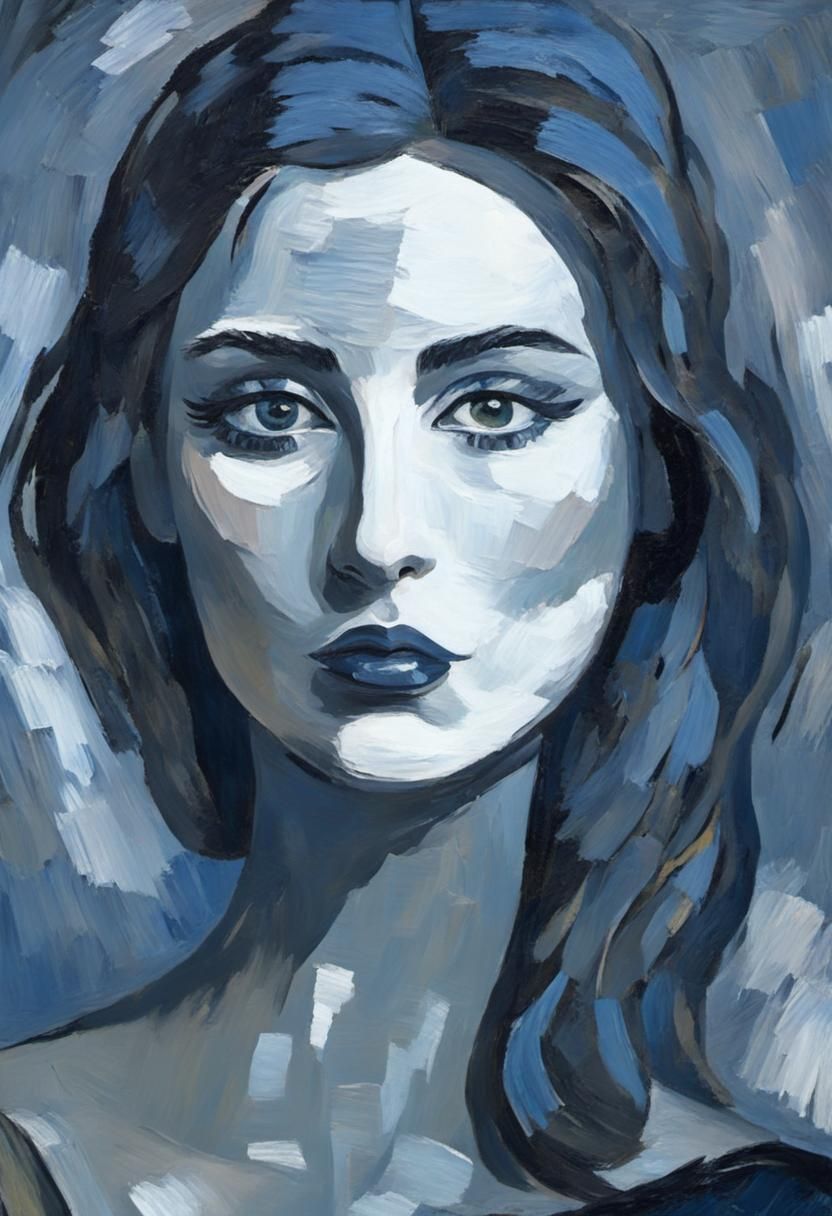 Woman in Post-Impressionist Impasto Oil Painting