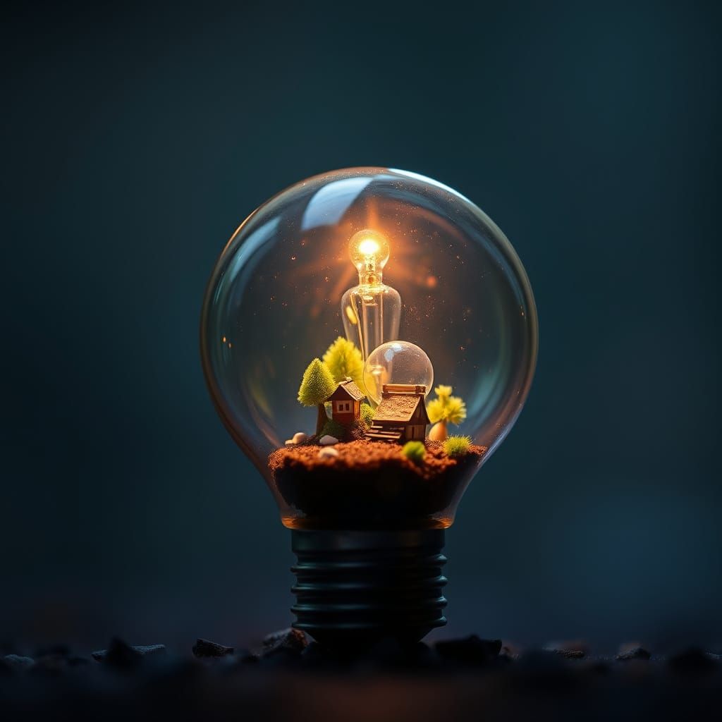 Miniature World Inside a Lightbulb: Professional Photography