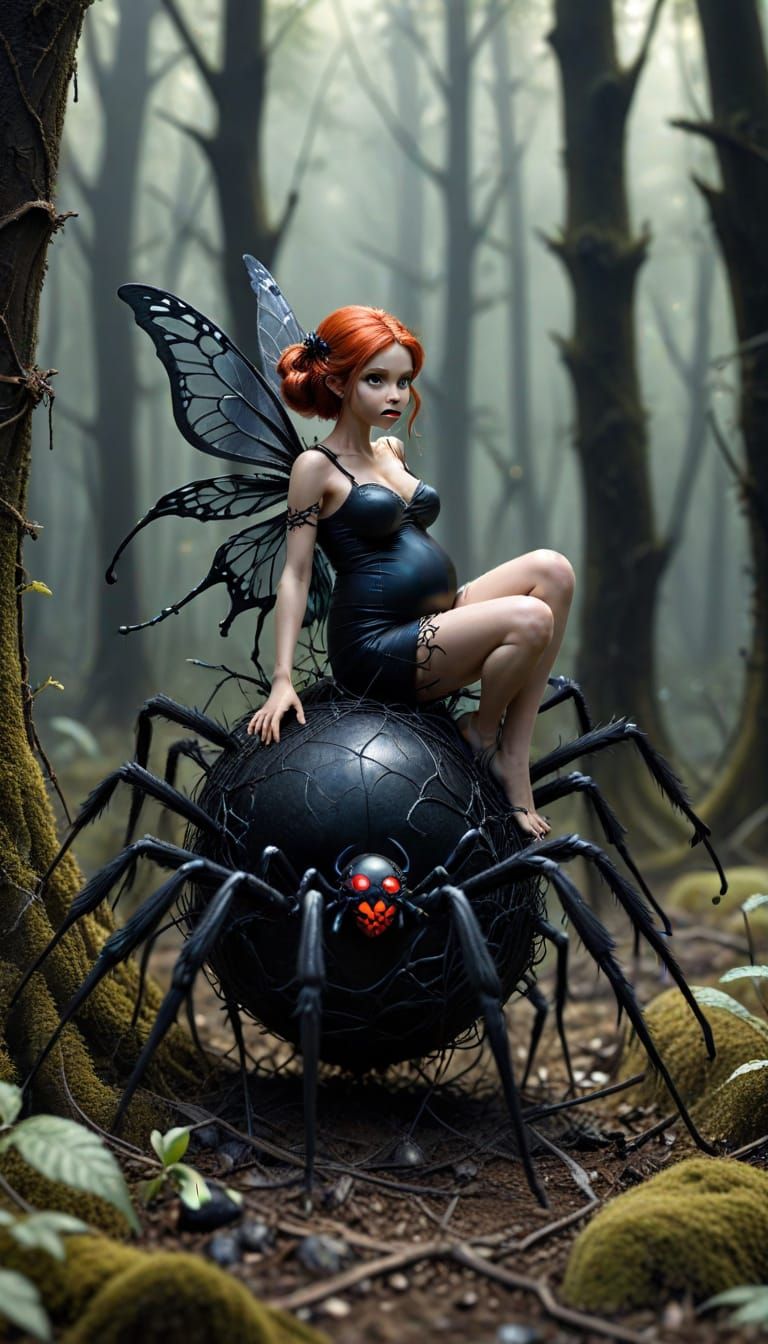Pregnant Fairy Rides Black Widow Through Dead Forest