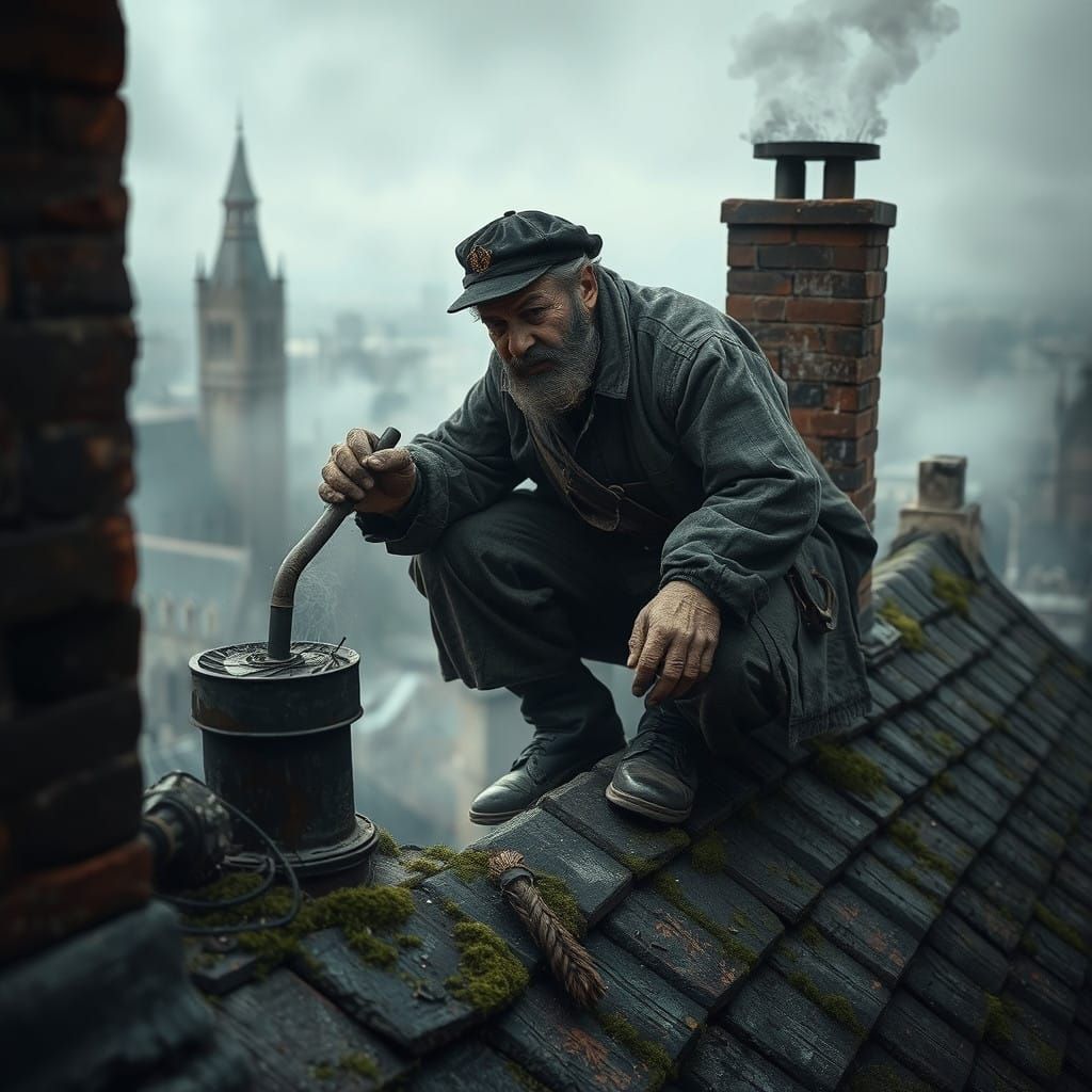 Mystical Chimney Sweep in Dramatic Lighting