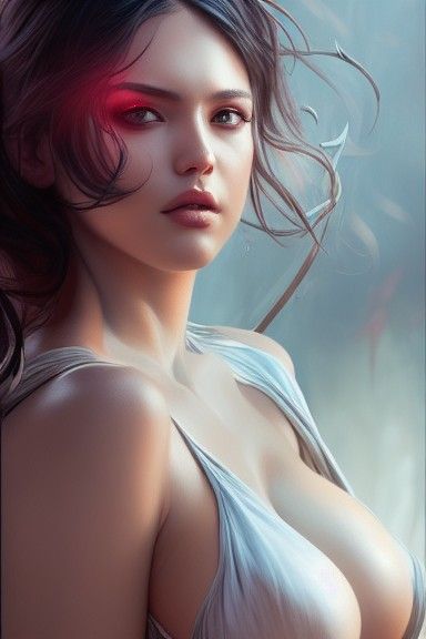 Voluptuous Goddess Portrait in Digital Art Style