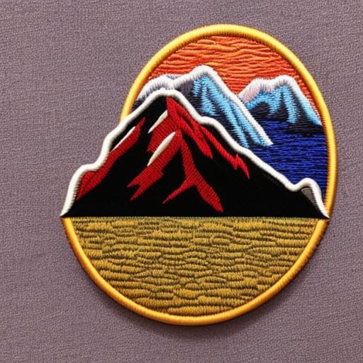 Embroidered Sunset Mountain Patch Design