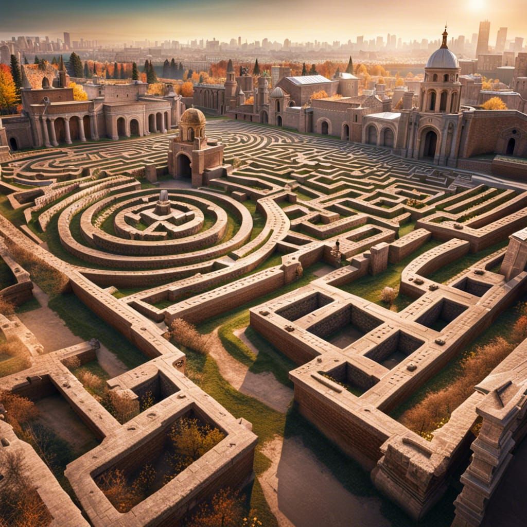 Complex Graveyard City Labyrinth in Sharp Focus