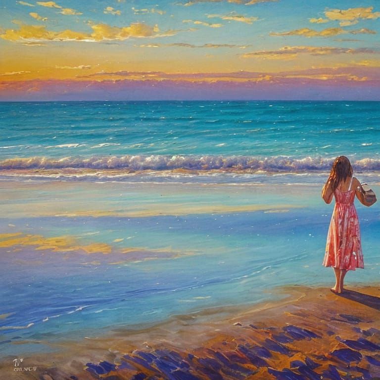 Surreal Beach Holiday Reflections in Dreamlike Hues