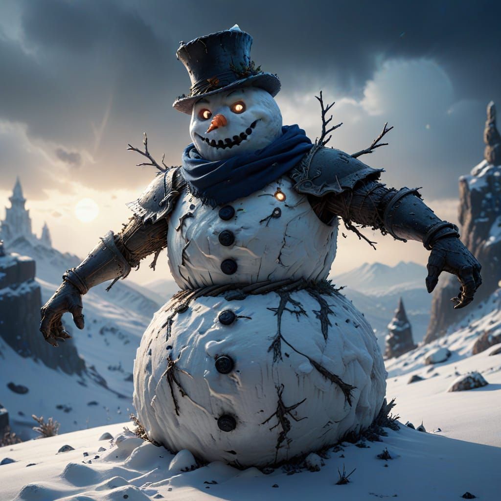Snowman Character in Detailed Fantasy Art Style
