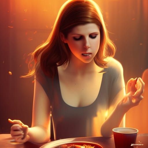 Anna Kendrick Eats Spicy Food: 8K Concept Art