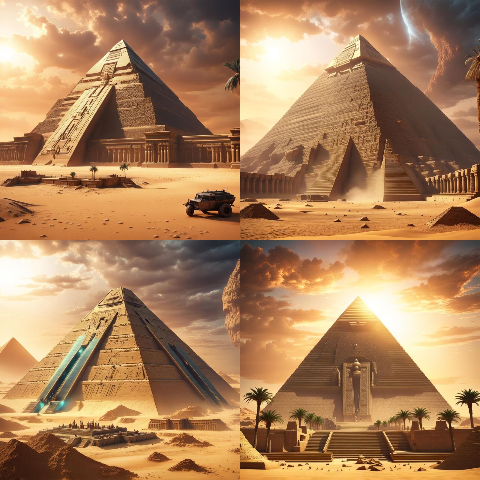 Egyptian Pyramid as Ancient Alien Ship in Digital Art