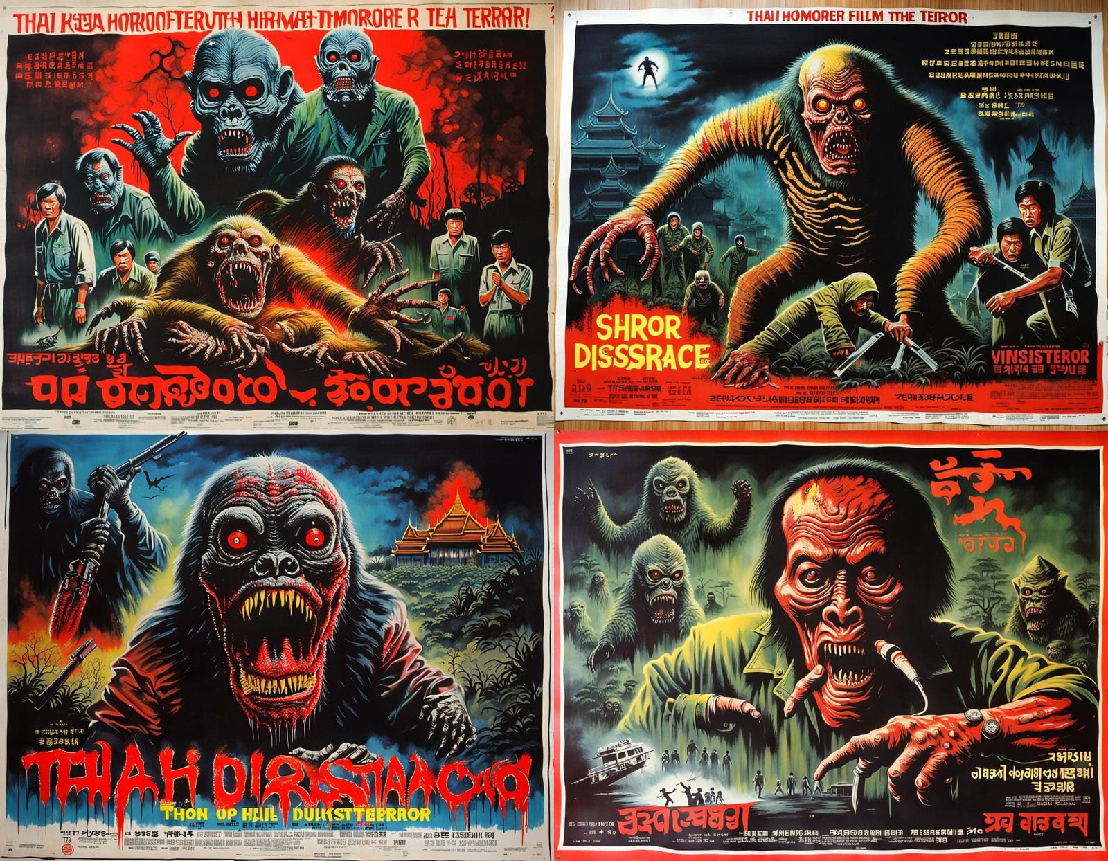 Thai Horror Film Monster Movie Poster from the 1980s