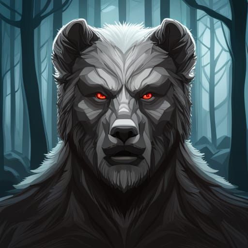 Gothic Noir Portrait of Demonic Werebear