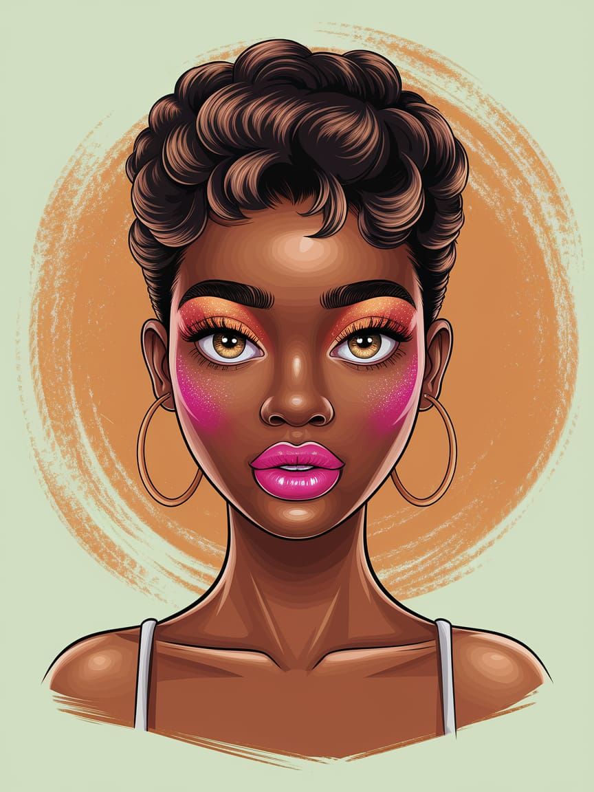 Vibrant Portrait of a Young Woman with Golden Eyes