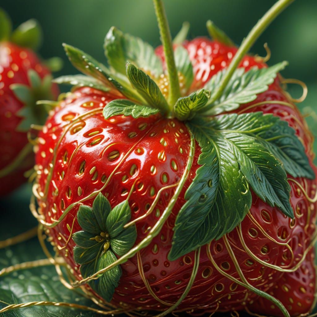 Hyper-Realistic Strawberry Made of Silk Threads