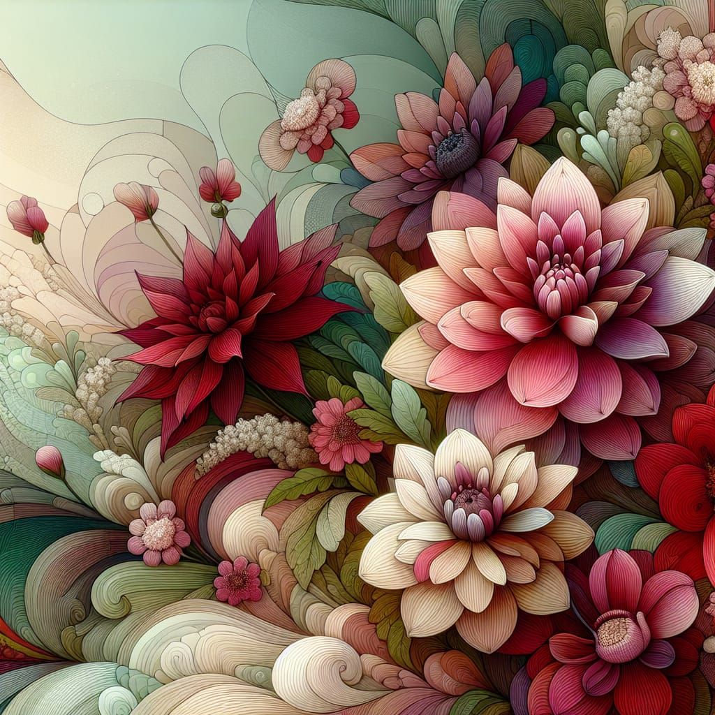 Blooming Flowers in Vibrant Colors and Ethereal Light