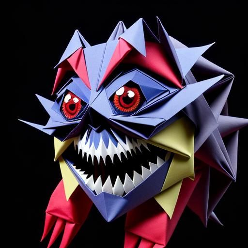 Creepy Origami Monster with Huge Teeth