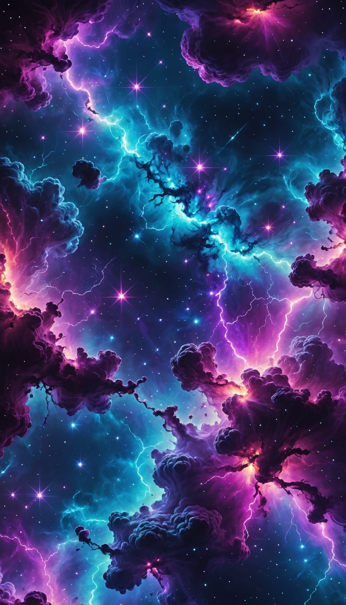 Neon Galaxy Background with Cosmic Clouds and Stars