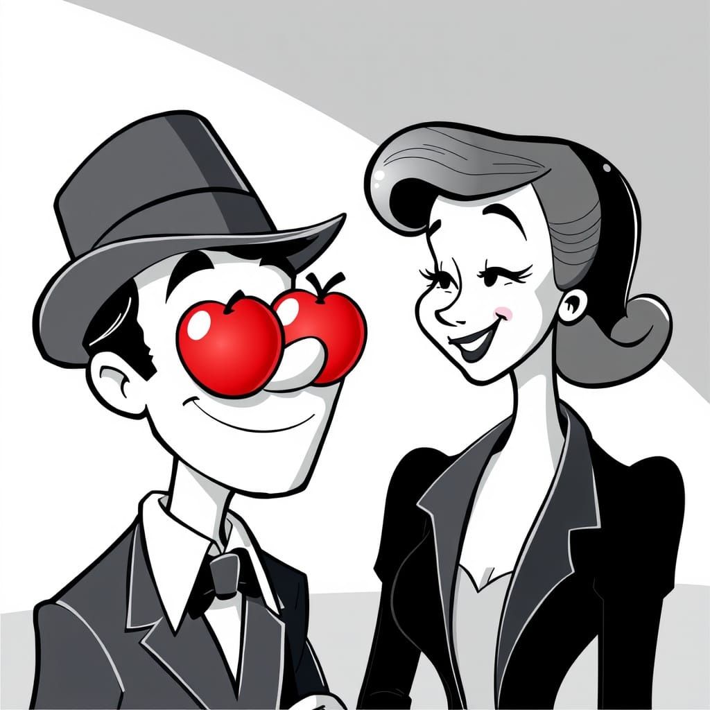 Vintage-Inspired Cartoon Romance in Black and White