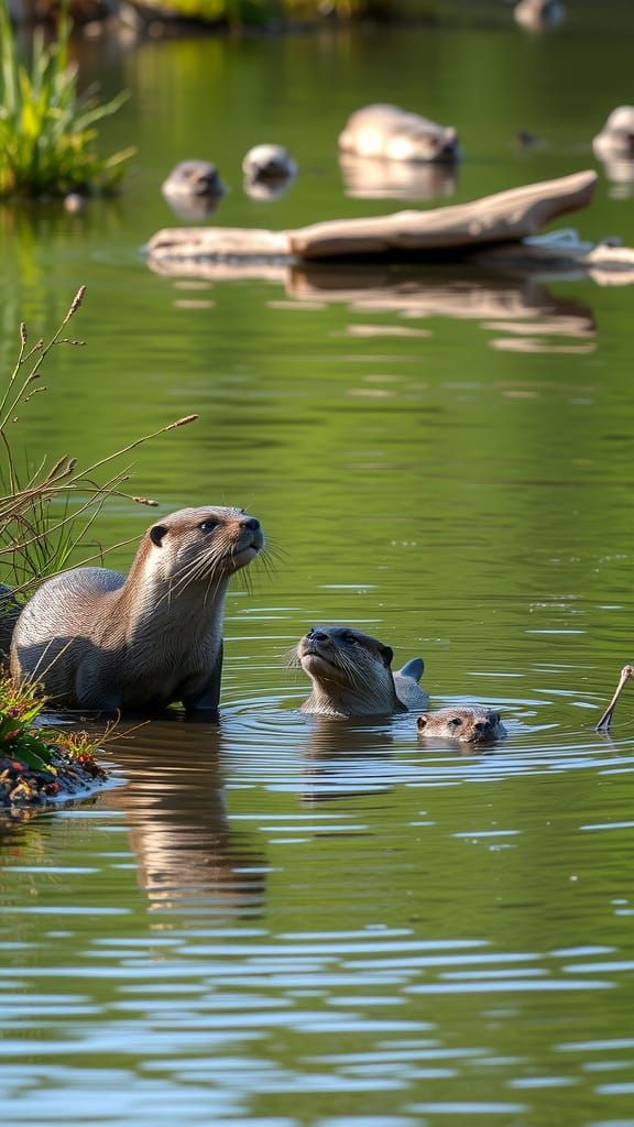 Otters by the River