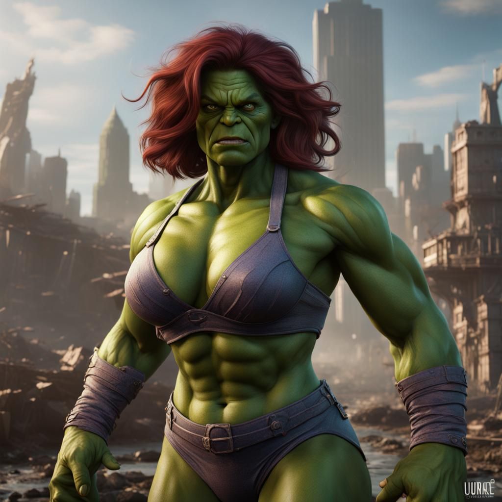 Detailed Female Hulk in Fantasy Concept Art