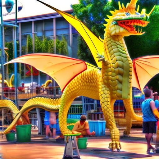 A giant butter sculpture of a dragon II