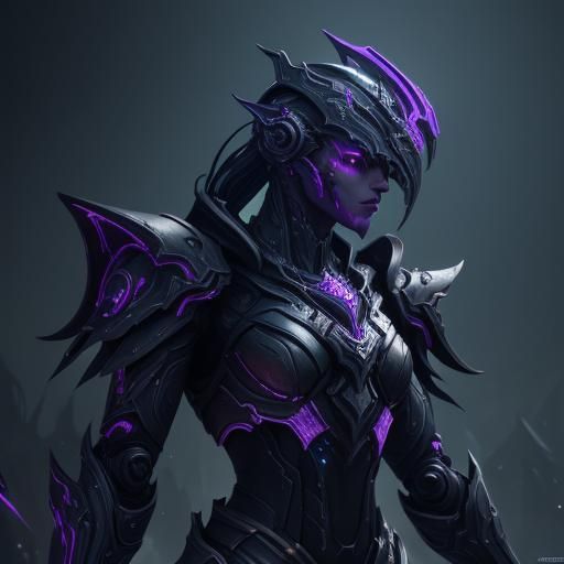 Dark Metallic Robot in Industrial Fantasy Style