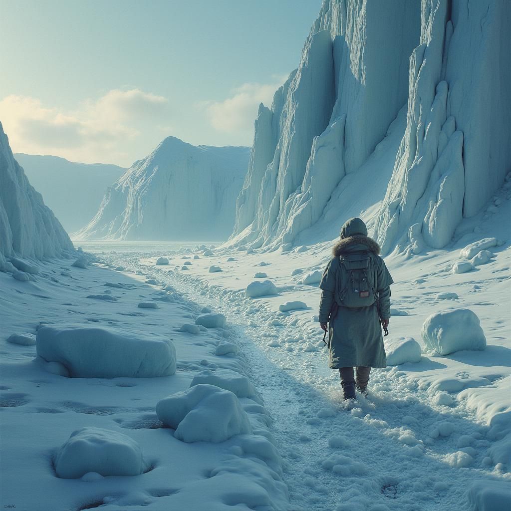 Colorful Cartoon Animals in Arctic Landscape