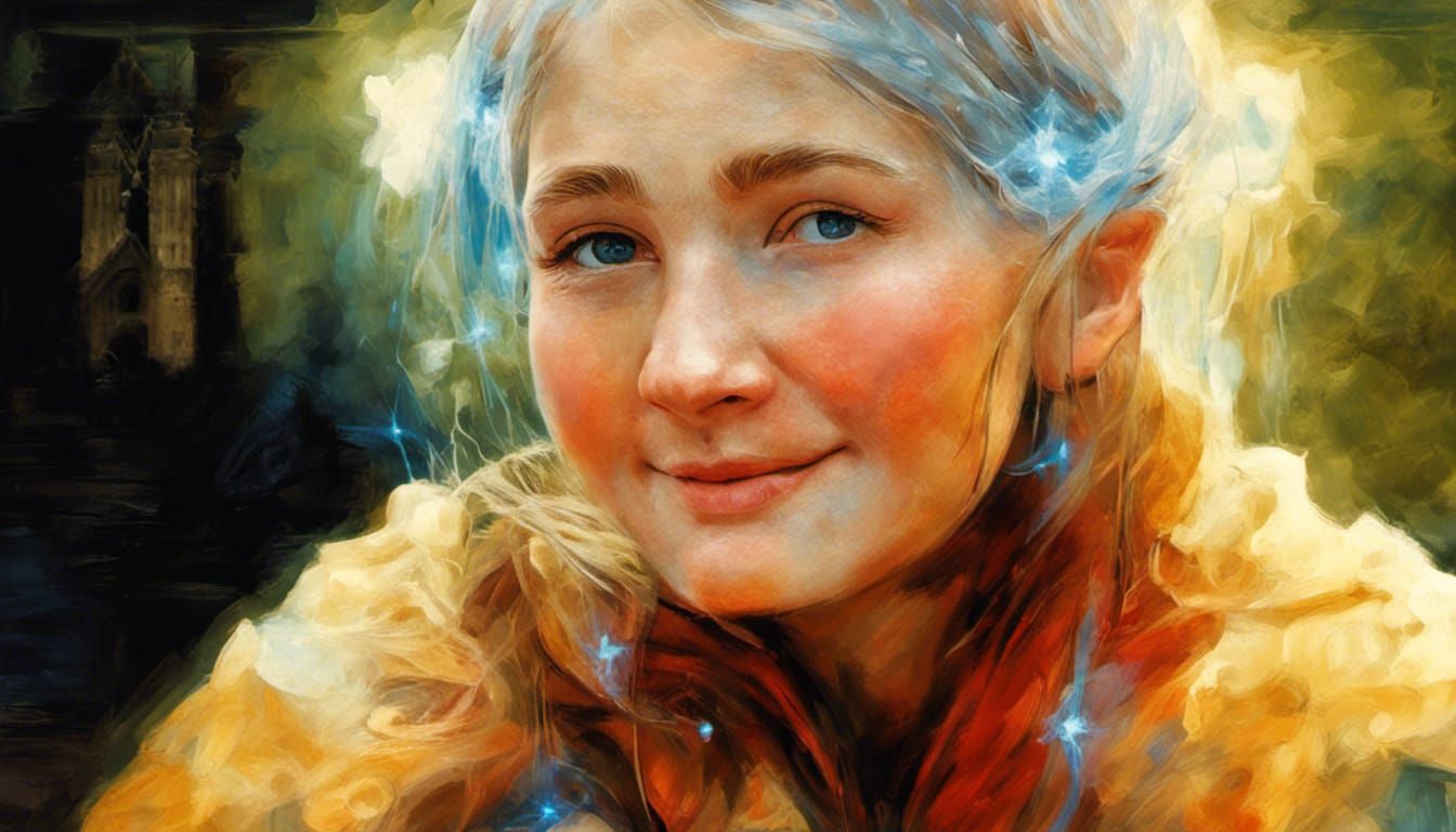 Girl Praying in Bioluminescent Notre Dame, Paris