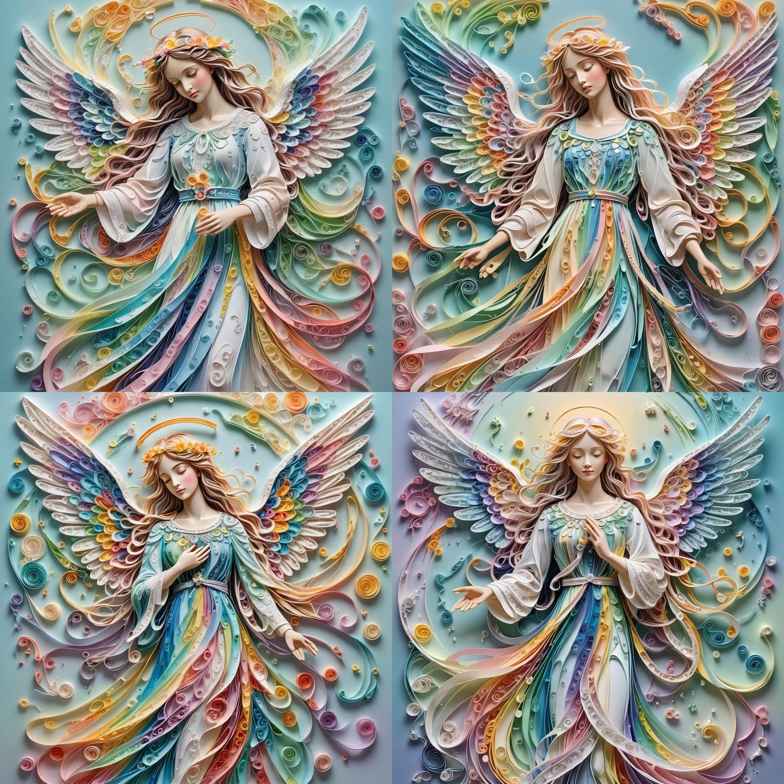 a very elegant image in the style of quilling using ribbons ...