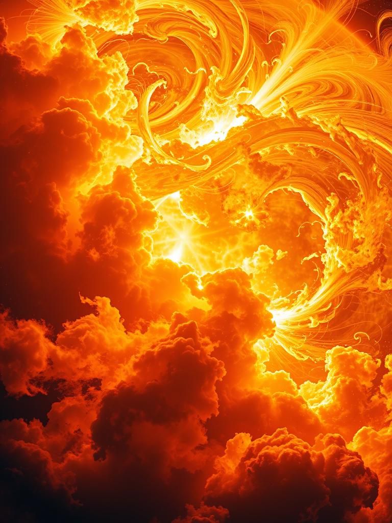 Dynamic Solar Flares: A Celestial Dance in Digital Art