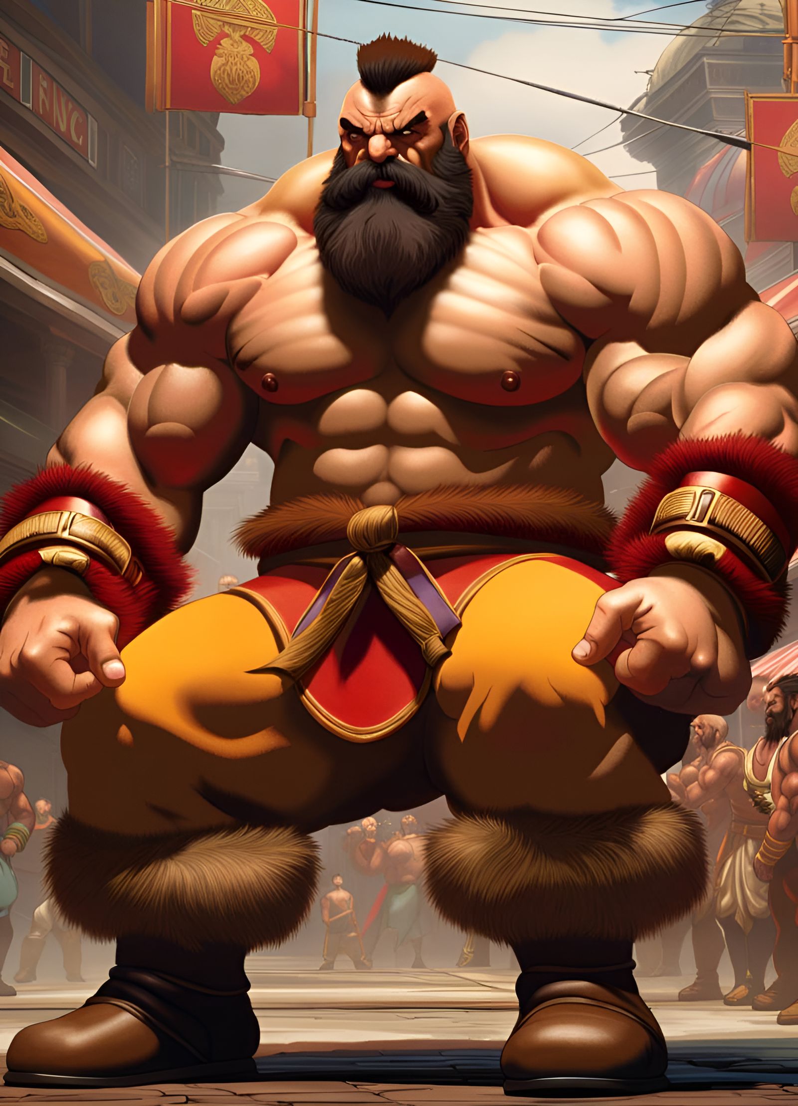 Hyper Detailed Zangief Portrait in Fantasy Art Style