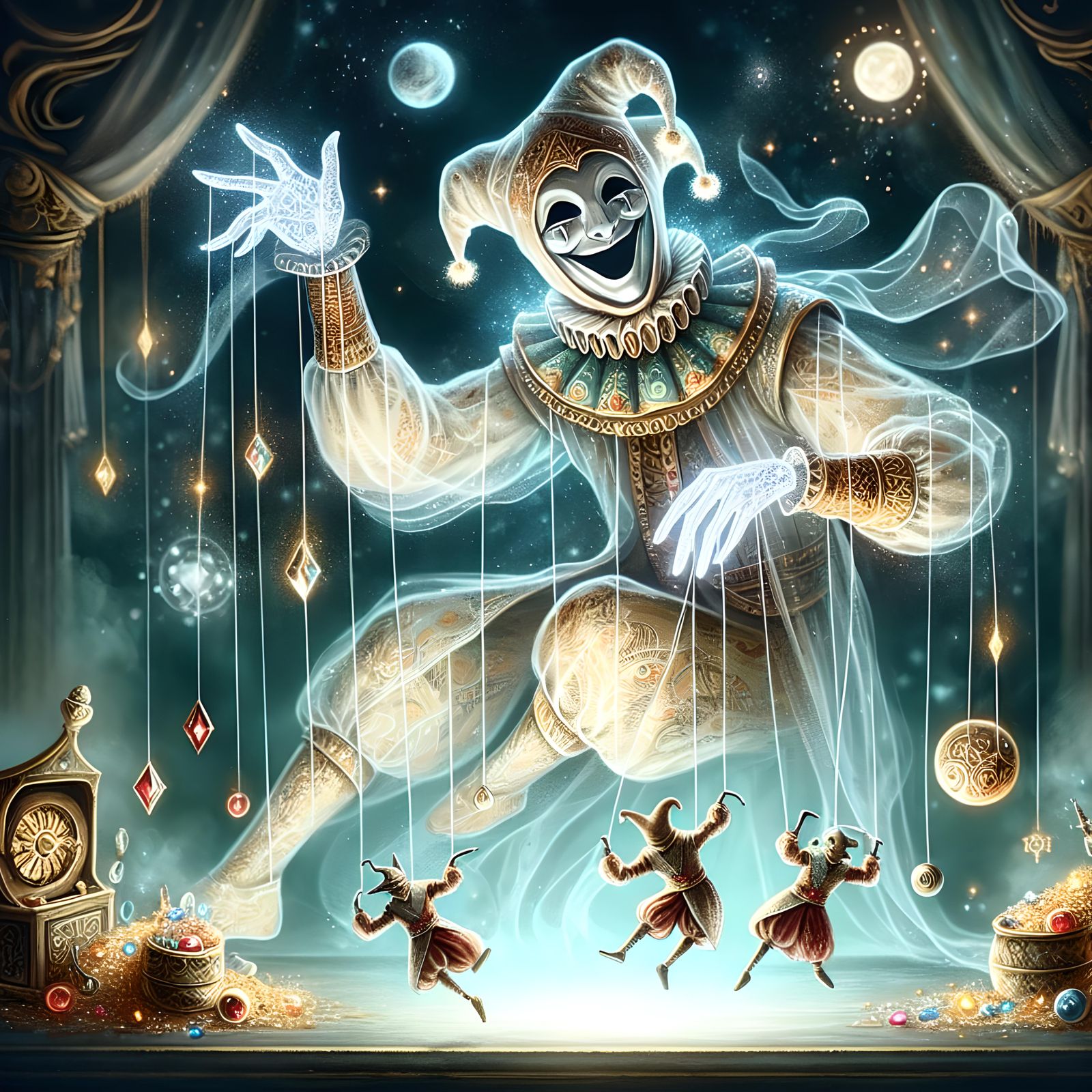 Phantom Jester Orchestrates a Whimsical Puppet Dance
