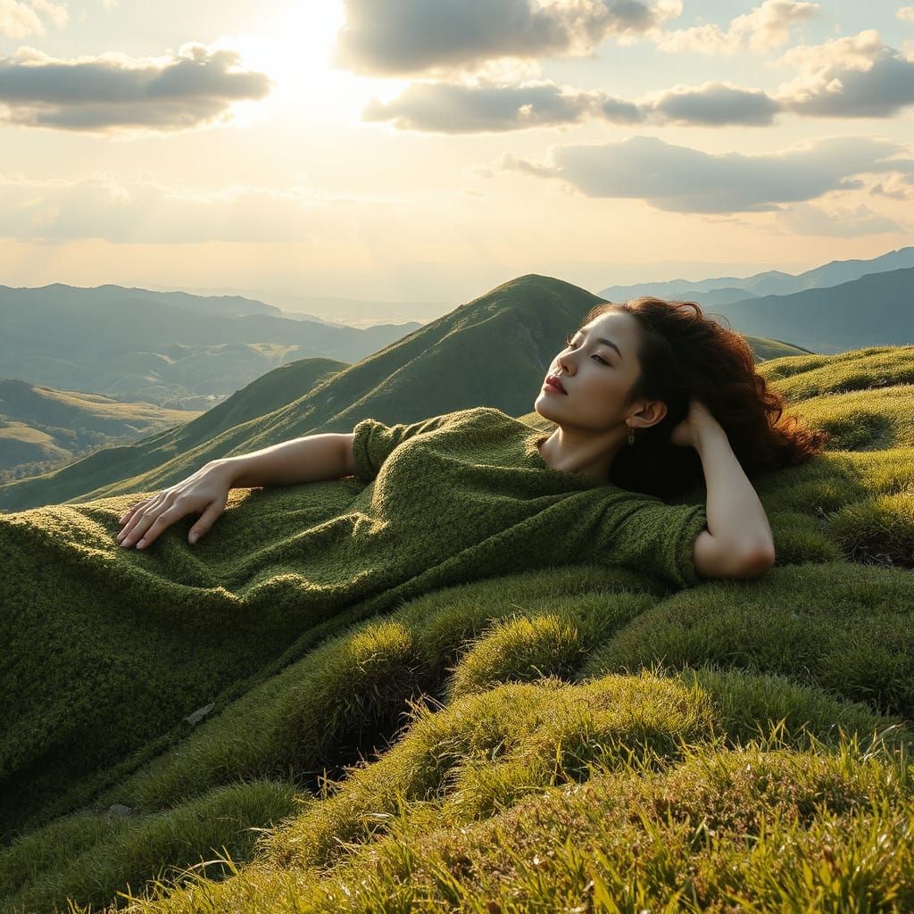 Surreal Maiden Landscape in Dreamlike Style