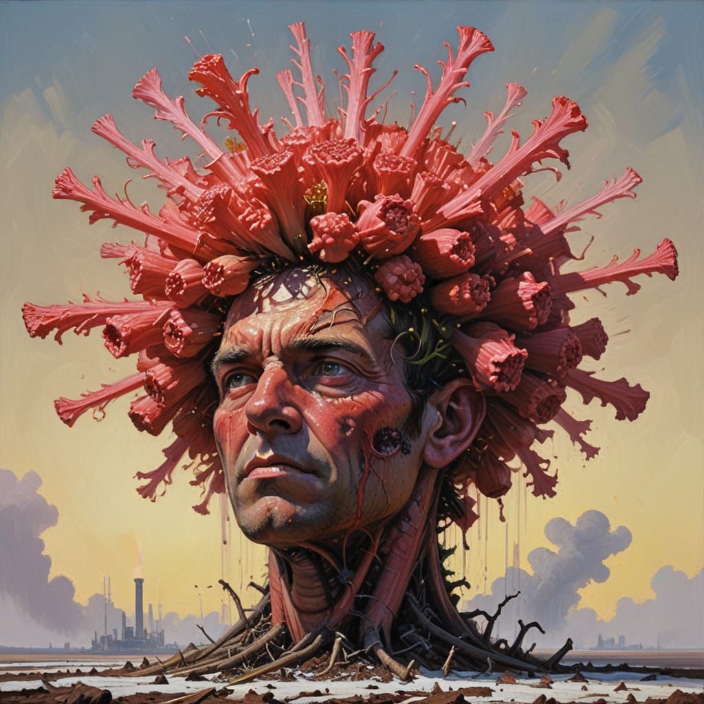 Rhubarb Nuclear Fission in Oil Painting