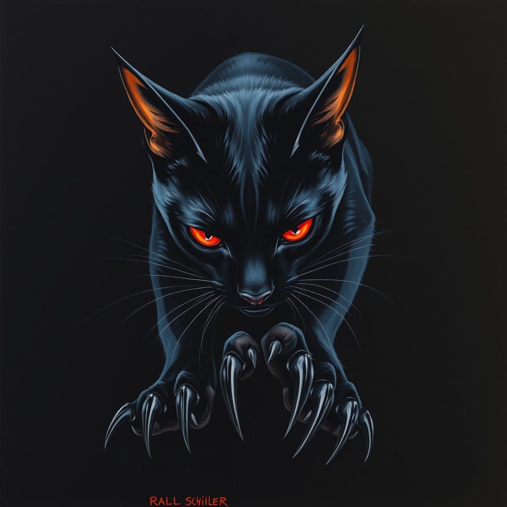 Ethereal Vampire Cat Emerges from Darkness