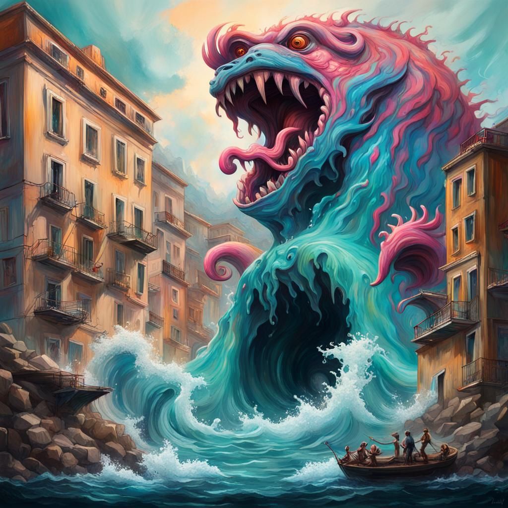 Mythic Monsters Collide in Vibrant Street Art