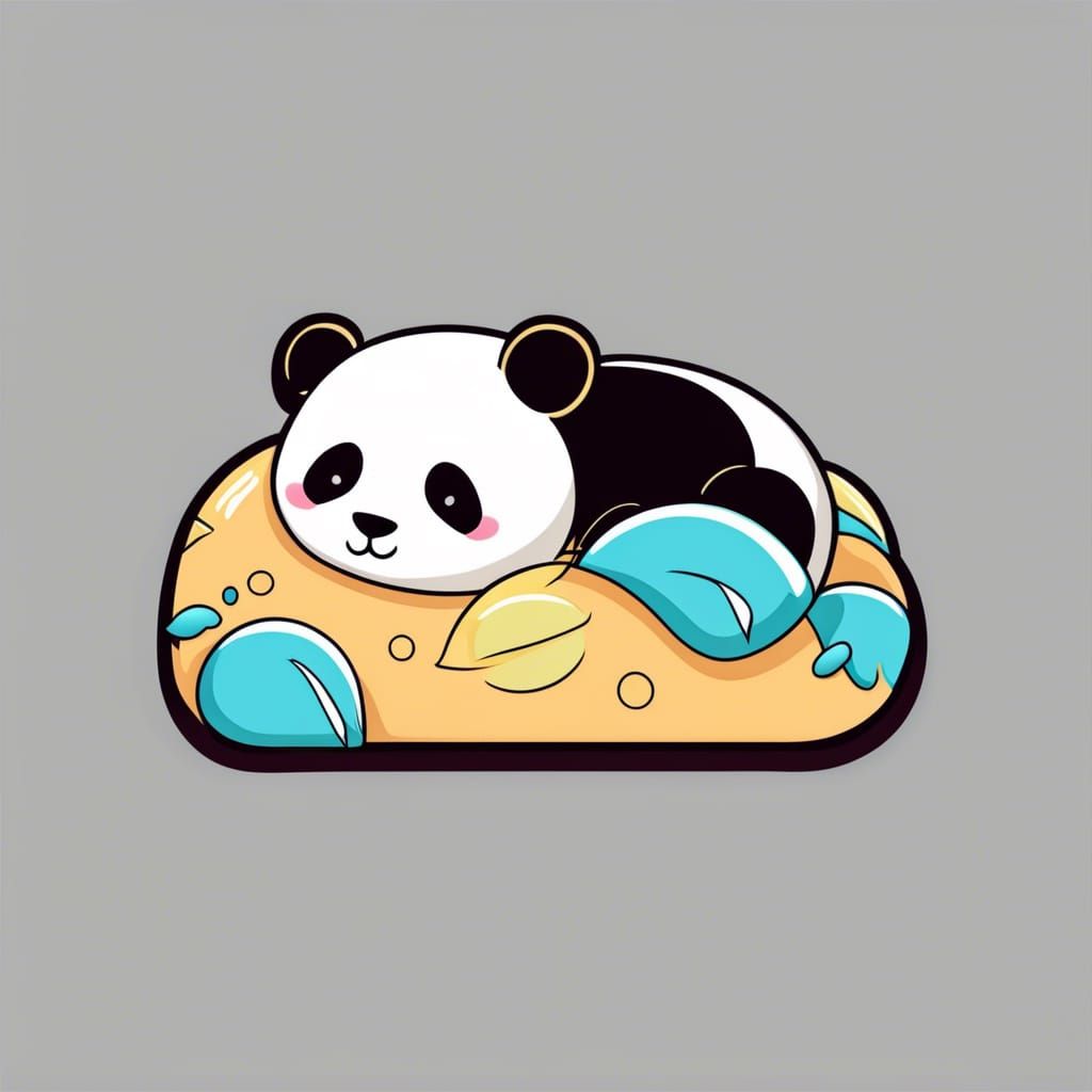 Kawaii Sleeping Panda Sticker Design